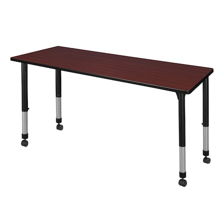 Regency Rectangular Mobile Tables, 66 W, 24 L, 23-34 H, Wood, Metal, Mahogany MT6624MHAPCBK